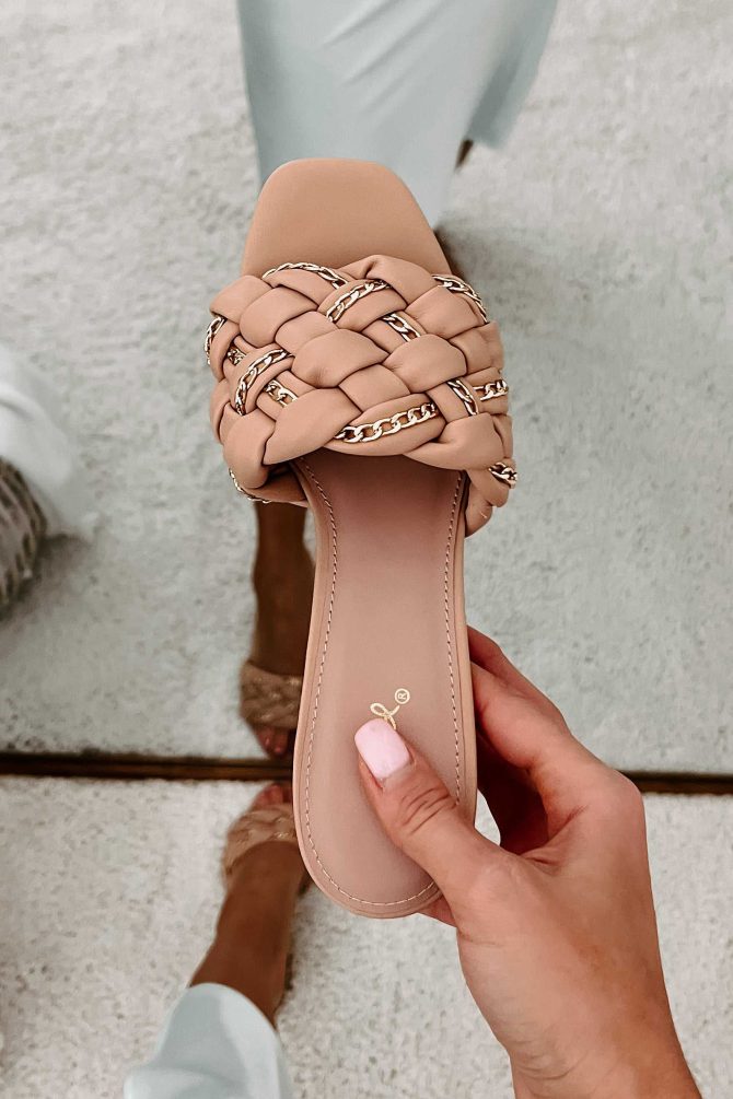 Woven Beauty Woven Chain Strap Heeled Sandal (Blush) · NanaMacs - Image 2