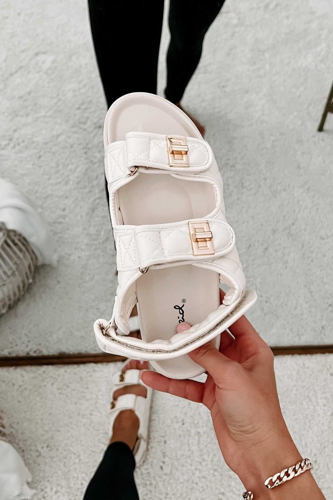 Chic Chick Quilted Velcro Strap Sandal (Ivory) · NanaMacs - Image 4