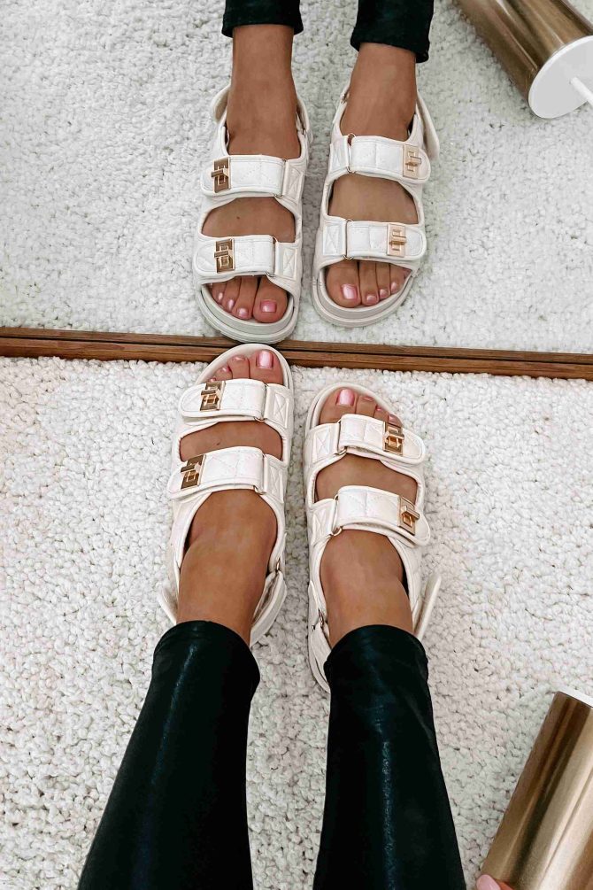 Chic Chick Quilted Velcro Strap Sandal (Ivory) · NanaMacs - Image 2