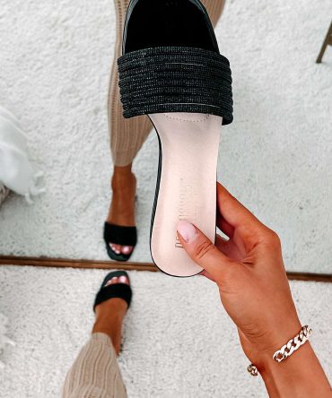 Flashy Feelings Mirrored Rhinestone Strap Heels (Black) · NanaMacs