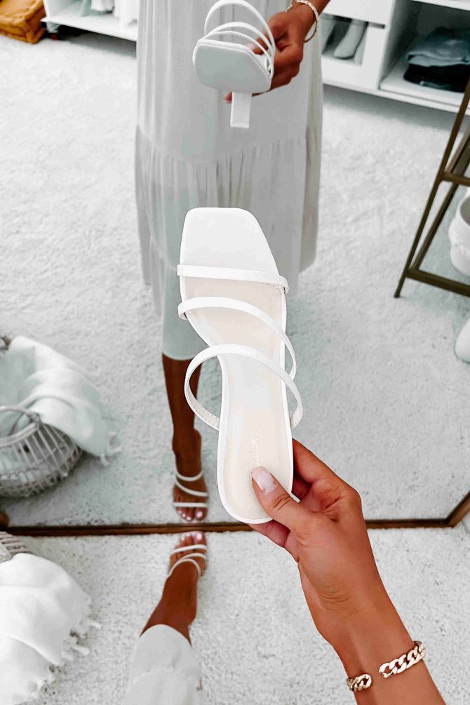 Attitude Upgrade Strappy Square Toe Heels (Off White) · NanaMacs - Image 3