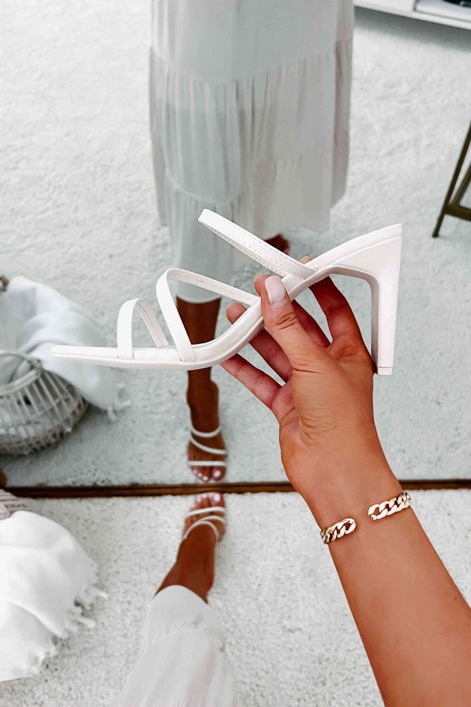Attitude Upgrade Strappy Square Toe Heels (Off White) · NanaMacs - Image 2