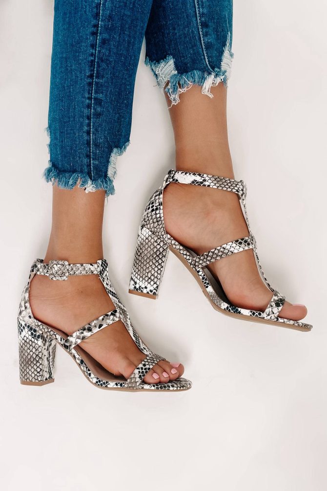 Club Bound Snake Print Cage Heels (Black/White Snake) · NanaMacs - Image 3