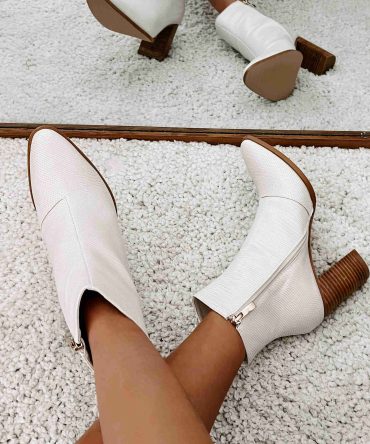 Vira Billini Scale Textured Booties (Ivory) · NanaMacs