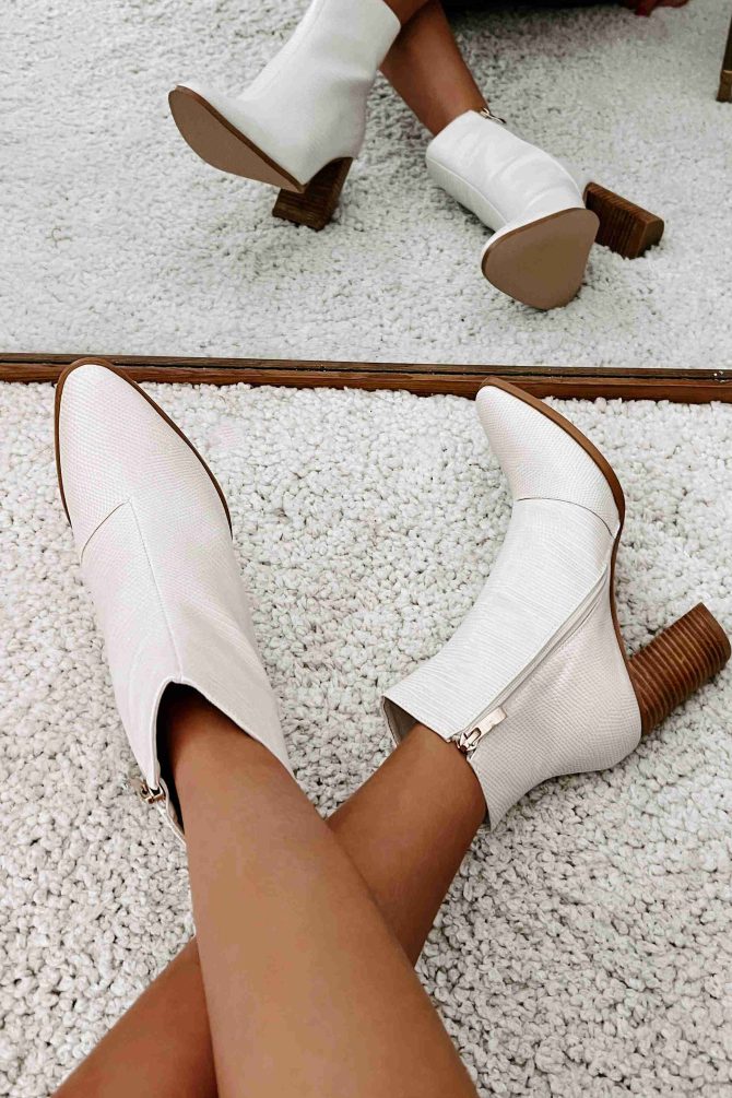 Vira Billini Scale Textured Booties (Ivory) · NanaMacs