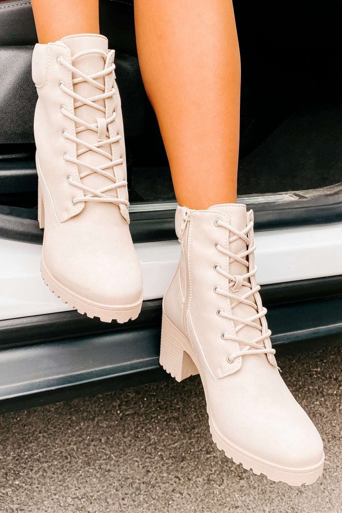 Clashing Interests Chunky Lace-Up Booties (Stone Nubuck) · NanaMacs - Image 2