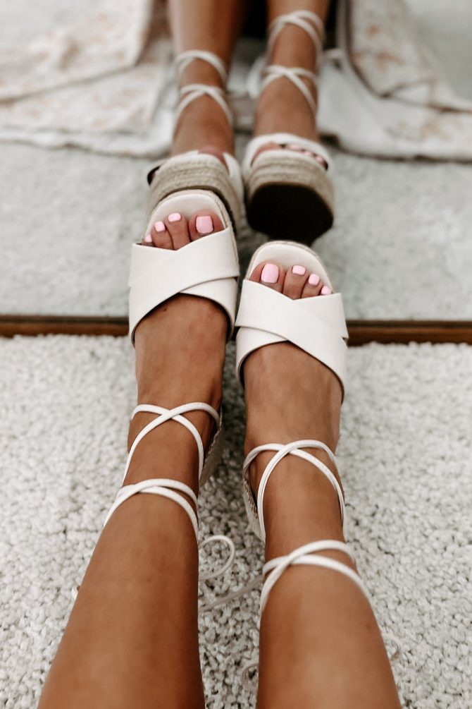 So Sweet Ankle Tie Wedge Sandals (Bone) · NanaMacs - Image 3