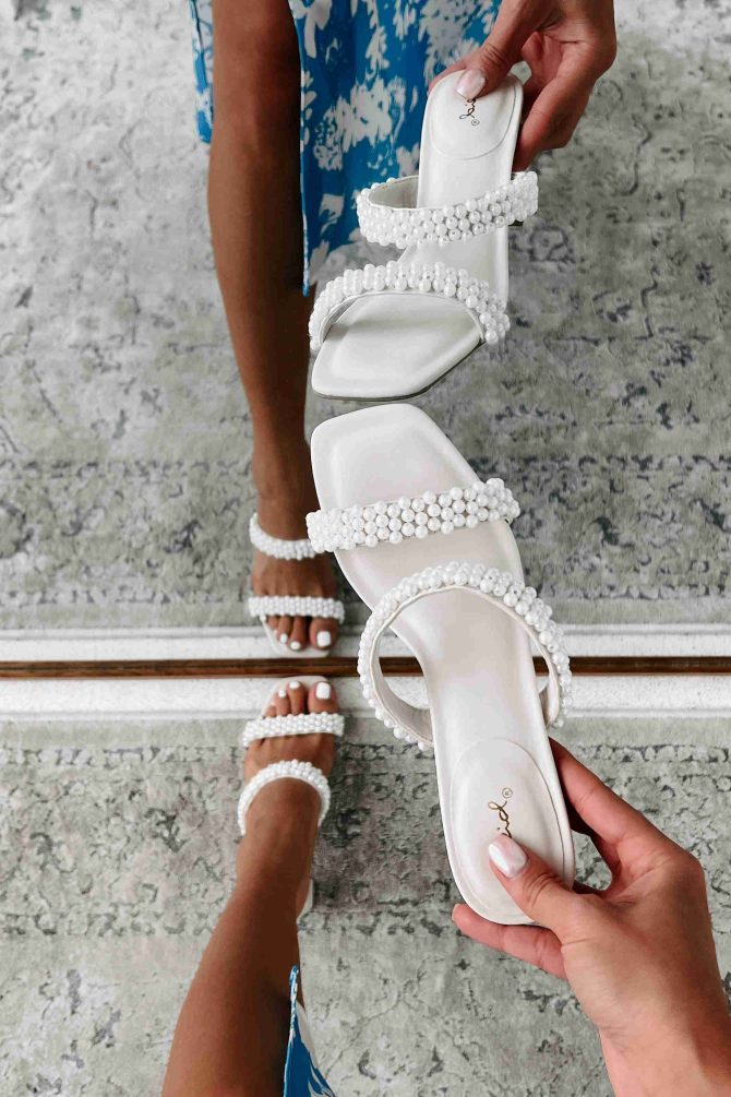 Just Dandy Pearl Strap Mule Sandals (Off White) · NanaMacs - Image 2