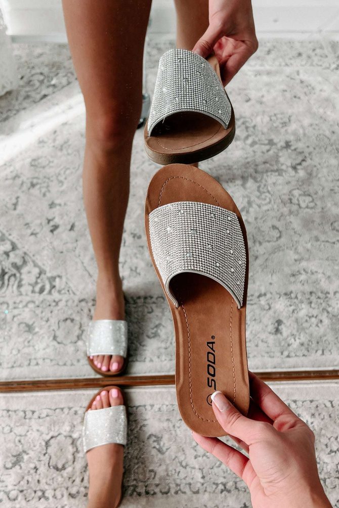 Free Your Mind Rhinestone Slide Sandals (Silver) · NanaMacs - Image 4