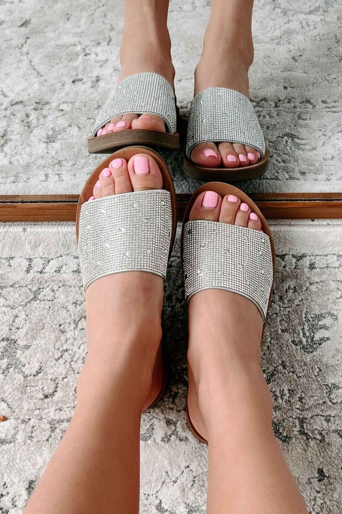 Free Your Mind Rhinestone Slide Sandals (Silver) · NanaMacs - Image 3