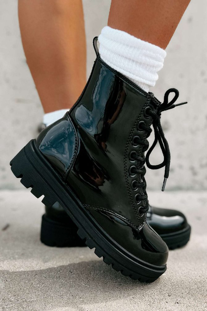 Taking Command Patent Leather Combat Boots (Black) · NanaMacs - Image 4