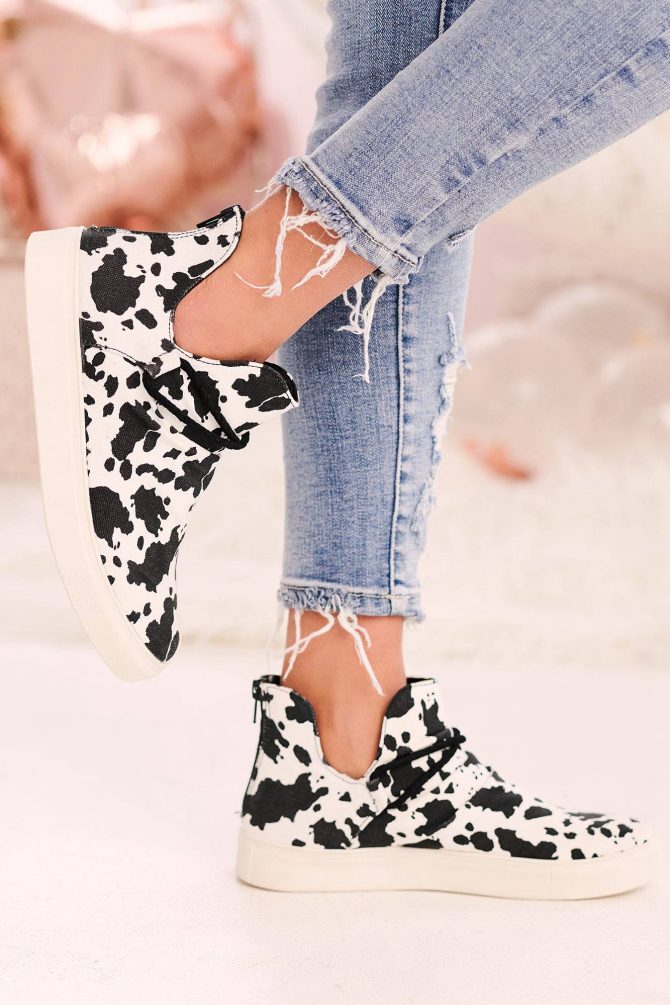 Spotted Perfection Canvas Sneakers (White/Black) · NanaMacs - Image 3