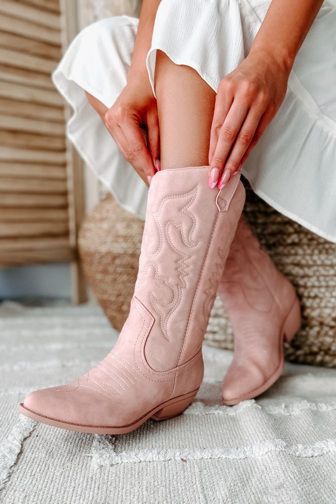 Buckle Babe Western Boots (Pink Nubuck) · NanaMacs