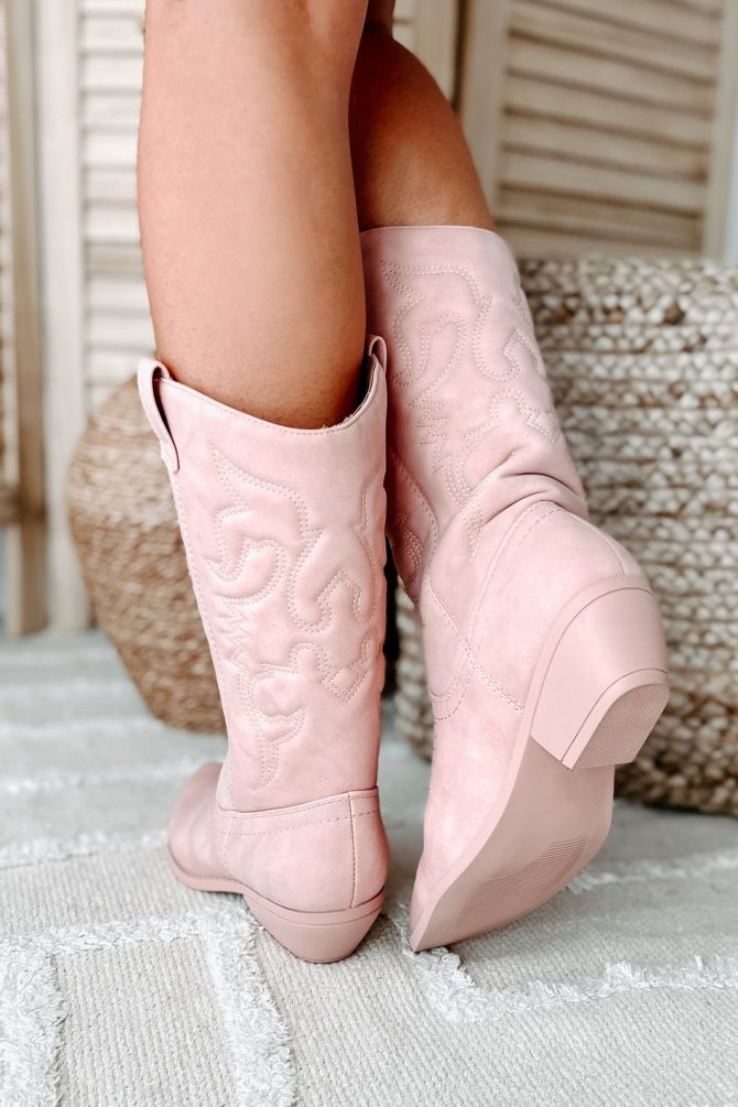 Buckle Babe Western Boots (Pink Nubuck) · NanaMacs - Image 4