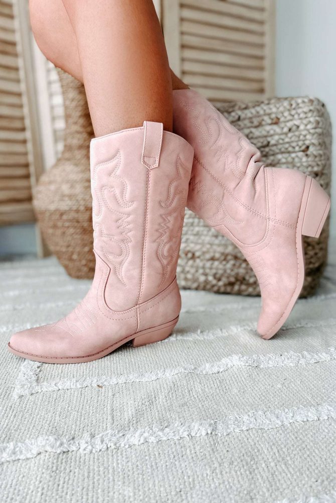 Buckle Babe Western Boots (Pink Nubuck) · NanaMacs - Image 2