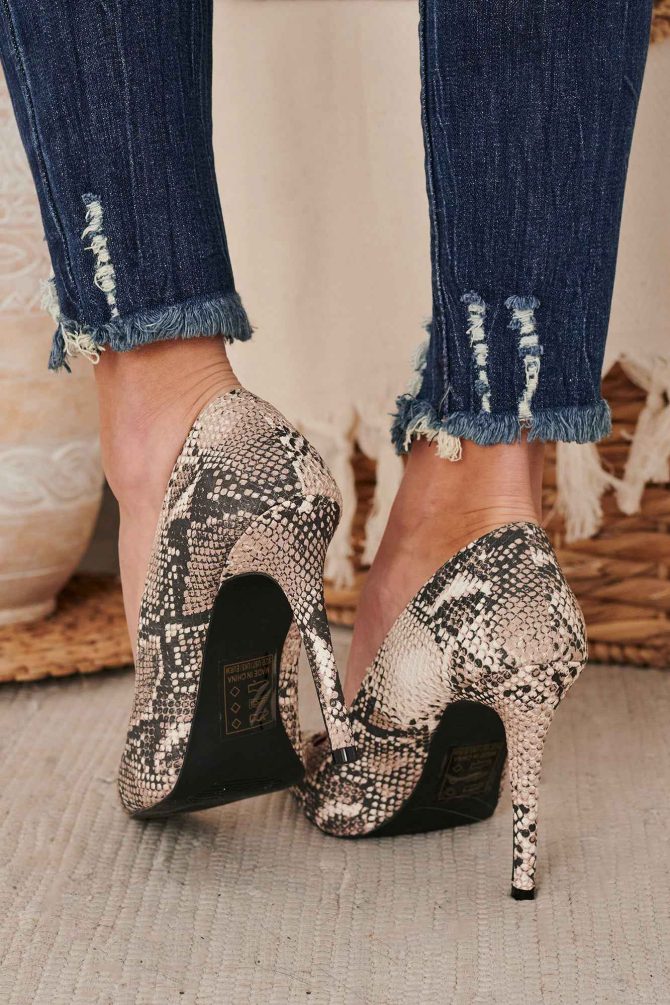 Full Of Venom Snake Print Heels (Beige/Brown Snake) · NanaMacs - Image 3