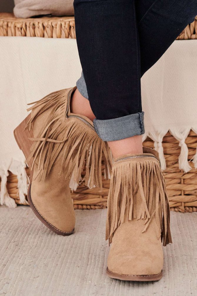 Old Town West Fringe Booties (Taupe) · NanaMacs - Image 2