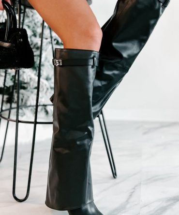 Dream Bigger Faux Leather Knee High Boots (Black) · NanaMacs