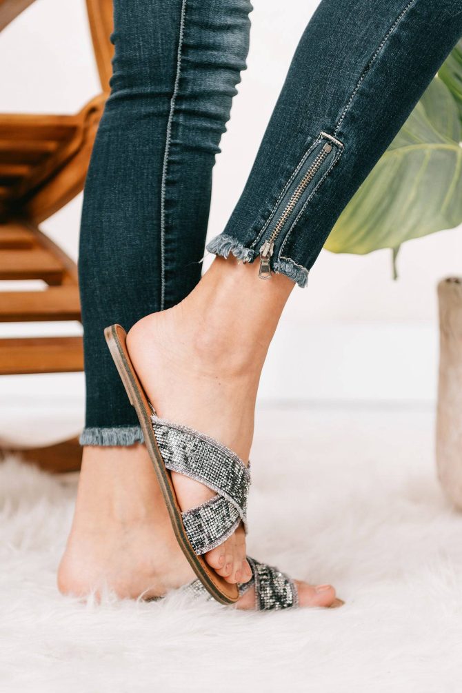 On My Time Rhinestone Sandals (Grey) · NanaMacs - Image 3