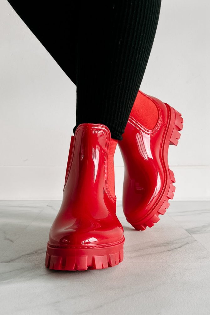 Hot Tamale Patent Leather Lug Sole Chelsea Boots (Red) · NanaMacs - Image 2