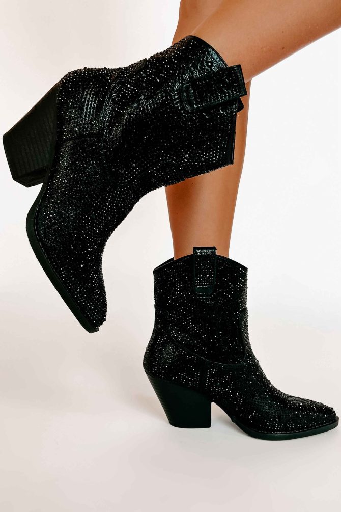 Forever Flashy Rhinestone Booties (Black) · NanaMacs - Image 3