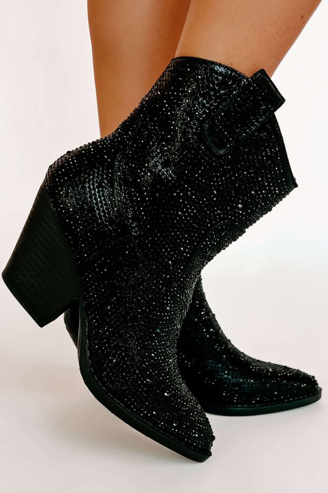 Forever Flashy Rhinestone Booties (Black) · NanaMacs - Image 2