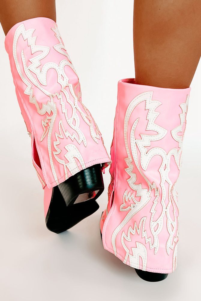 Esperanza Western Stitch Fold-Over Boots (Light Pink) · NanaMacs - Image 3