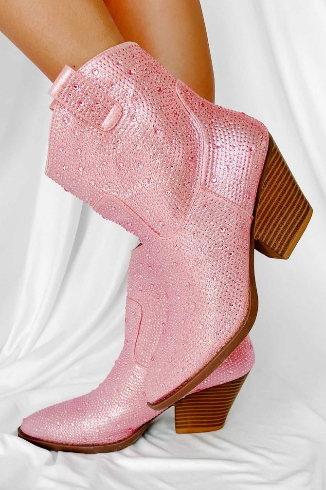 Forever Flashy Rhinestone Booties (Pink) · NanaMacs - Image 3