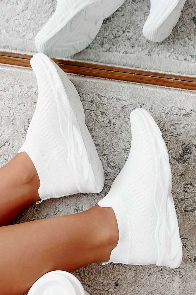 Doorbuster Walking Away Knit Sneakers (White) · NanaMacs - Image 2