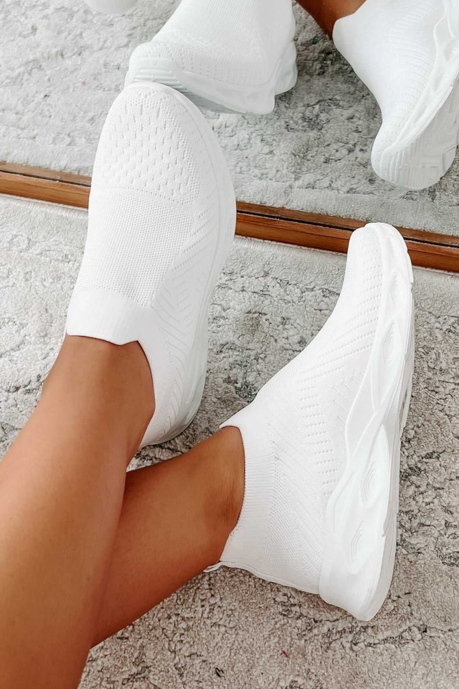 Doorbuster Walking Away Knit Sneakers (White) · NanaMacs - Image 4