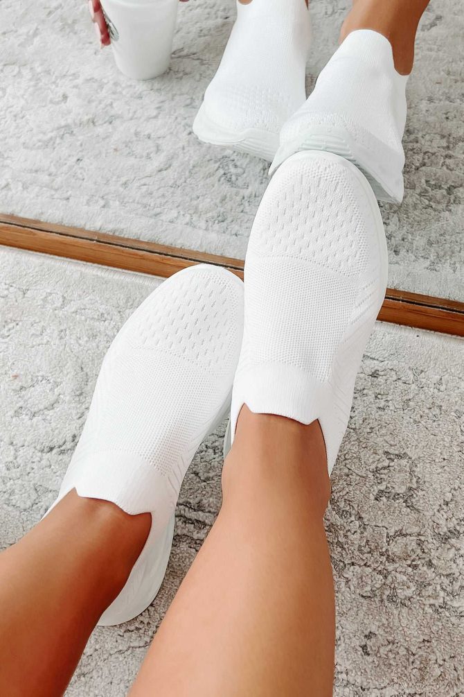 Doorbuster Walking Away Knit Sneakers (White) · NanaMacs - Image 3