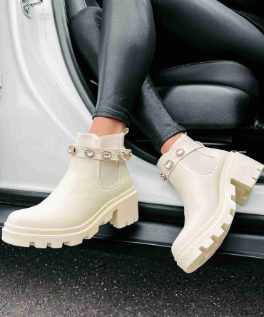 Just Think About It Rhinestone Strap Booties (Bone) · NanaMacs