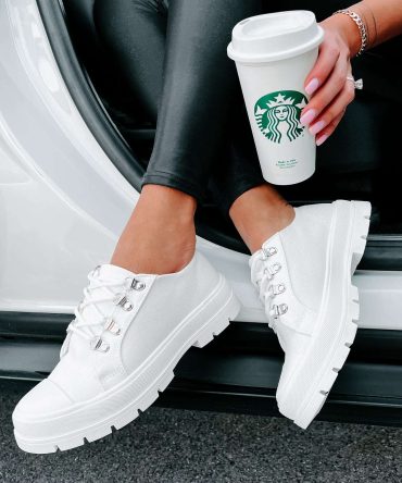 Walk It Off Canvas Lug Sneakers (White) · NanaMacs