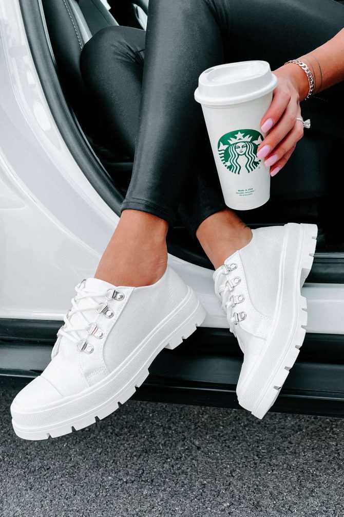 Walk It Off Canvas Lug Sneakers (White) · NanaMacs