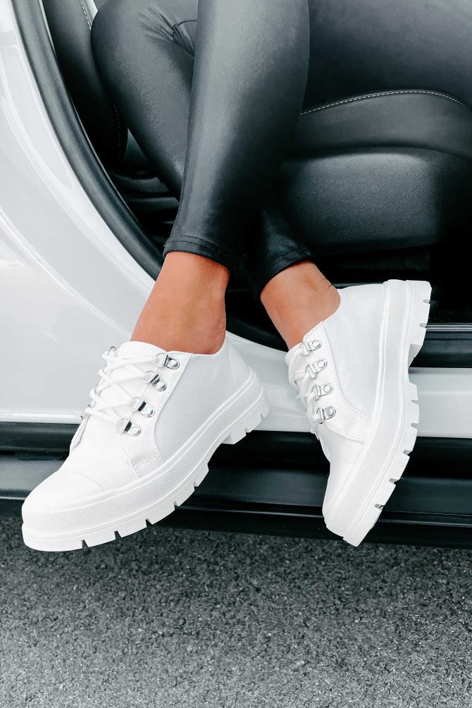 Walk It Off Canvas Lug Sneakers (White) · NanaMacs - Image 4