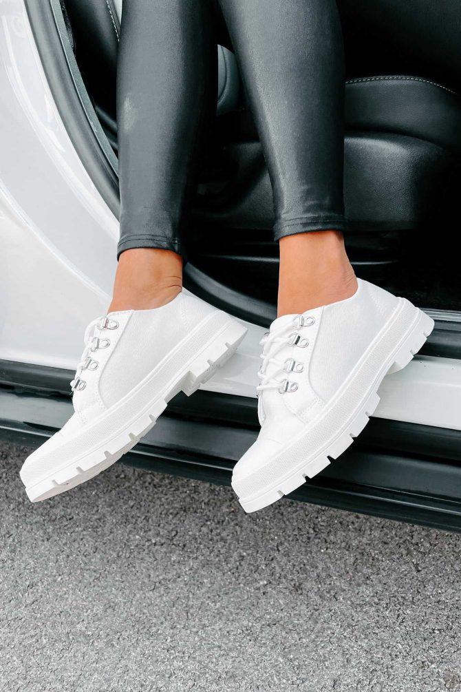 Walk It Off Canvas Lug Sneakers (White) · NanaMacs - Image 3