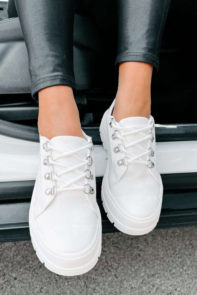 Walk It Off Canvas Lug Sneakers (White) · NanaMacs - Image 2