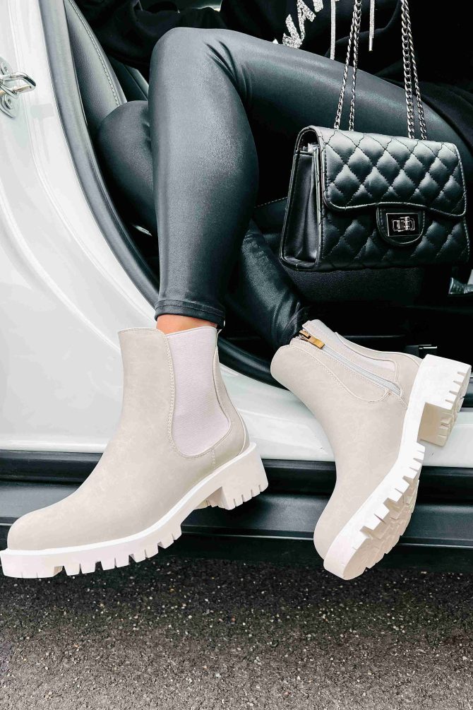 Dreya Lug Sole Chelsea Boots (Grey) · NanaMacs