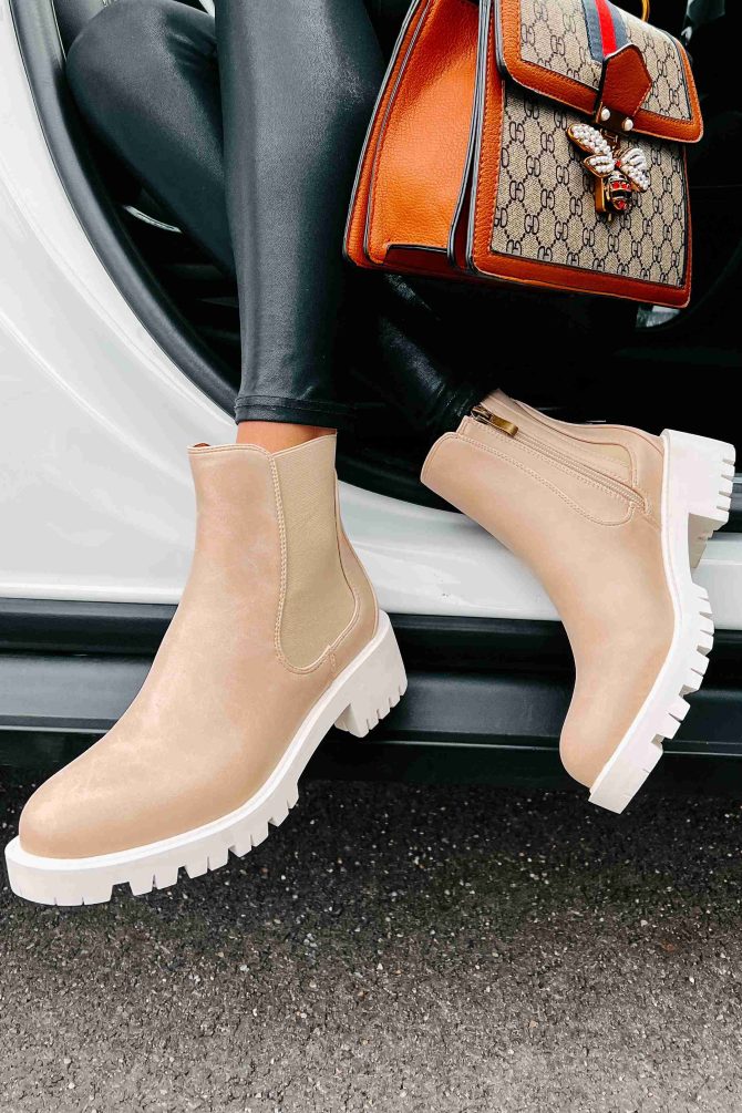 Dreya Lug Sole Chelsea Boots (Nude) · NanaMacs