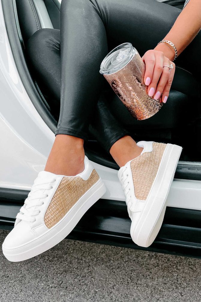 Island Casual Woven Straw Sneakers (Light Tan Rafia/White) · NanaMacs