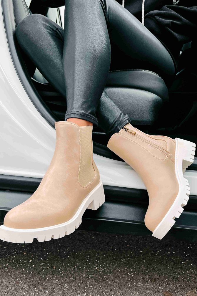 Dreya Lug Sole Chelsea Boots (Nude) · NanaMacs - Image 4