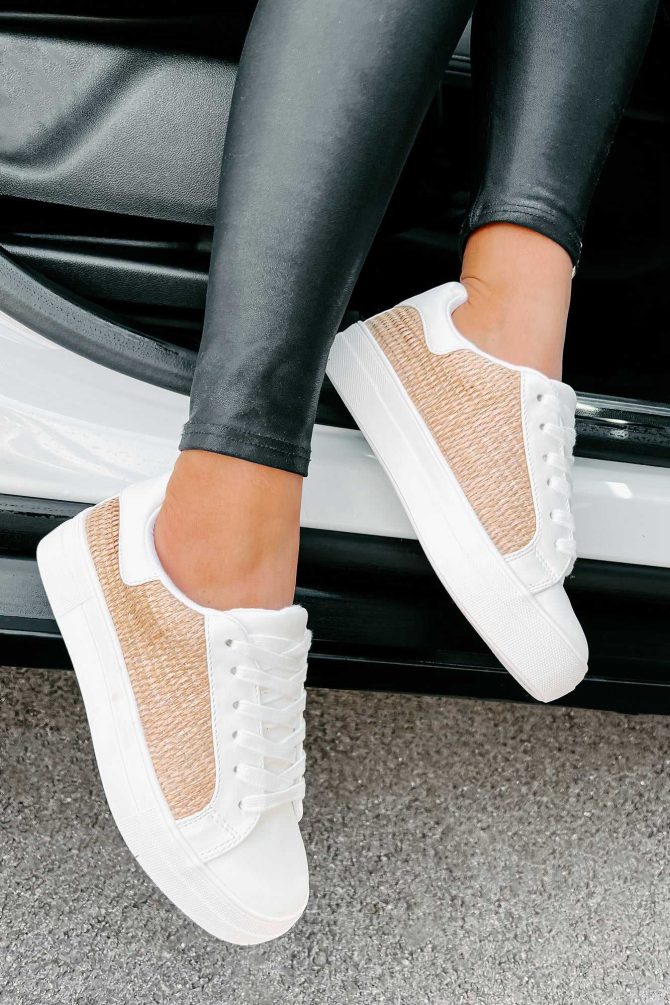 Island Casual Woven Straw Sneakers (Light Tan Rafia/White) · NanaMacs - Image 2
