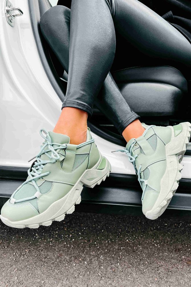 Kelia Chunky Double-Lace Sneakers (Green) · NanaMacs - Image 4