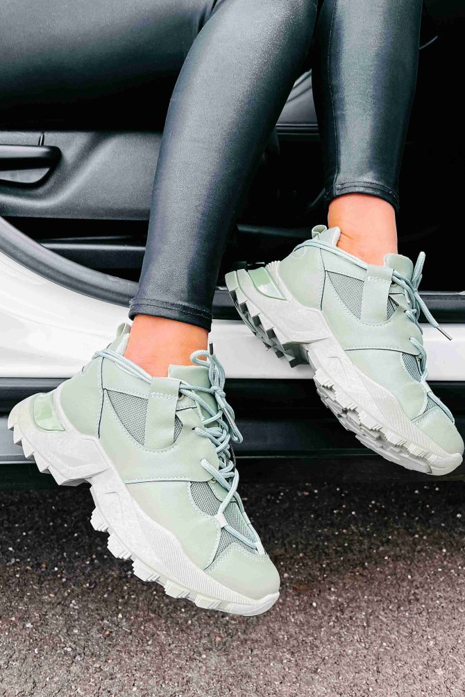 Kelia Chunky Double-Lace Sneakers (Green) · NanaMacs - Image 3
