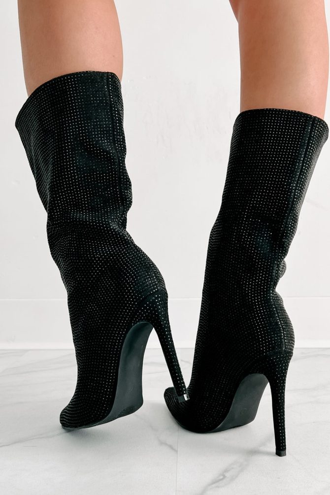 High Voltage Heeled Rhinestone Booties (Black) · NanaMacs - Image 3