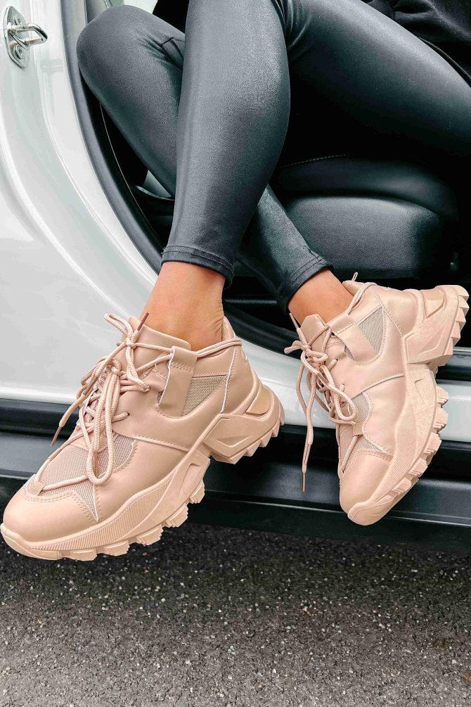 Kelia Chunky Double-Lace Sneakers (Nude) · NanaMacs - Image 4