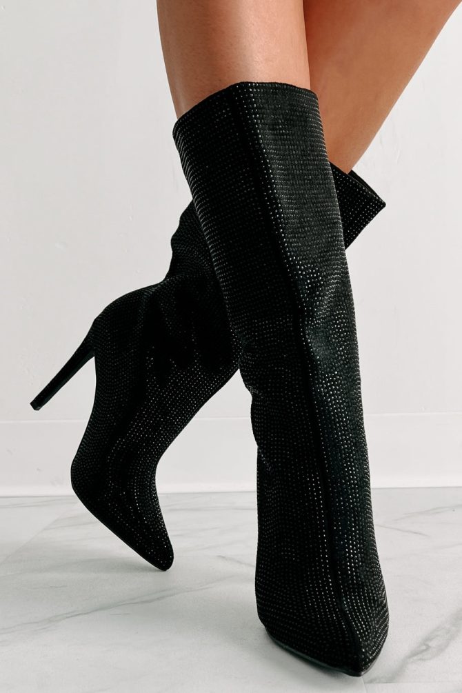 High Voltage Heeled Rhinestone Booties (Black) · NanaMacs - Image 2