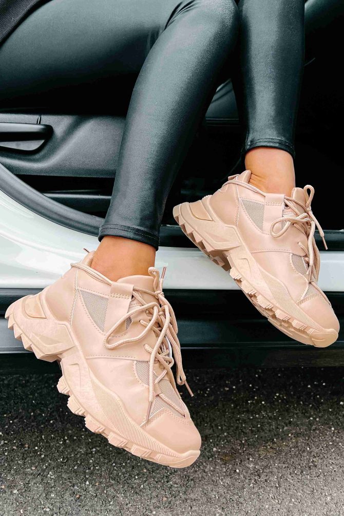 Kelia Chunky Double-Lace Sneakers (Nude) · NanaMacs - Image 3
