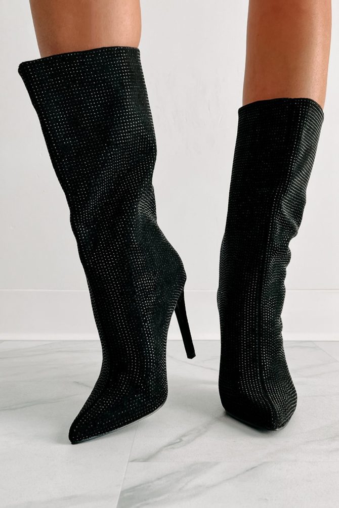 High Voltage Heeled Rhinestone Booties (Black) · NanaMacs - Image 4