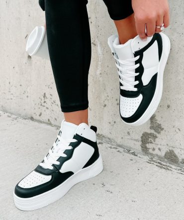 Here To Hoop High-Top Sneakers (Black/White) · NanaMacs